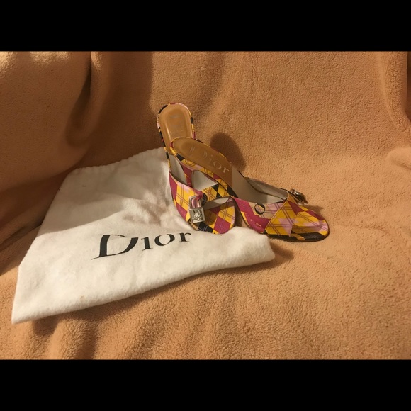 Christian Dior open toe multicolored mule size 5.5 - Picture 3 of 7
